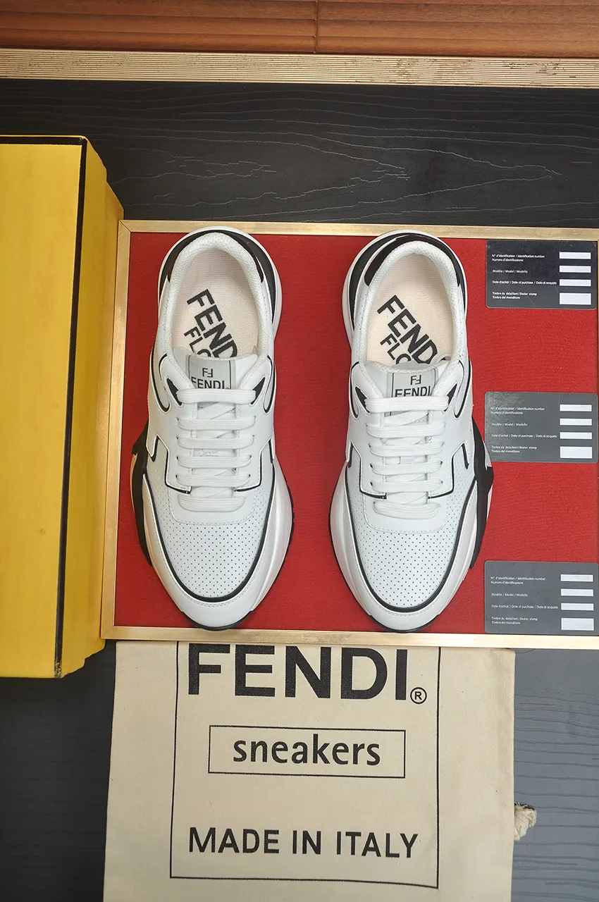 Men's shoes 💰600💶 [Fendi] The latest casual sports shoes 🔥 Many 💑 stars have the same style FD match. The original version is a one-to-one replica. Designer Kim Jones's first fendi match and Donkey brand Trainer basketball sneakers. Material: Original silk mesh. Lining: Breathable mesh. Packaging: Original 1:1 matching high-end packaging. Size: 38-45 (45 is custom-made and cannot be returned or exchanged)